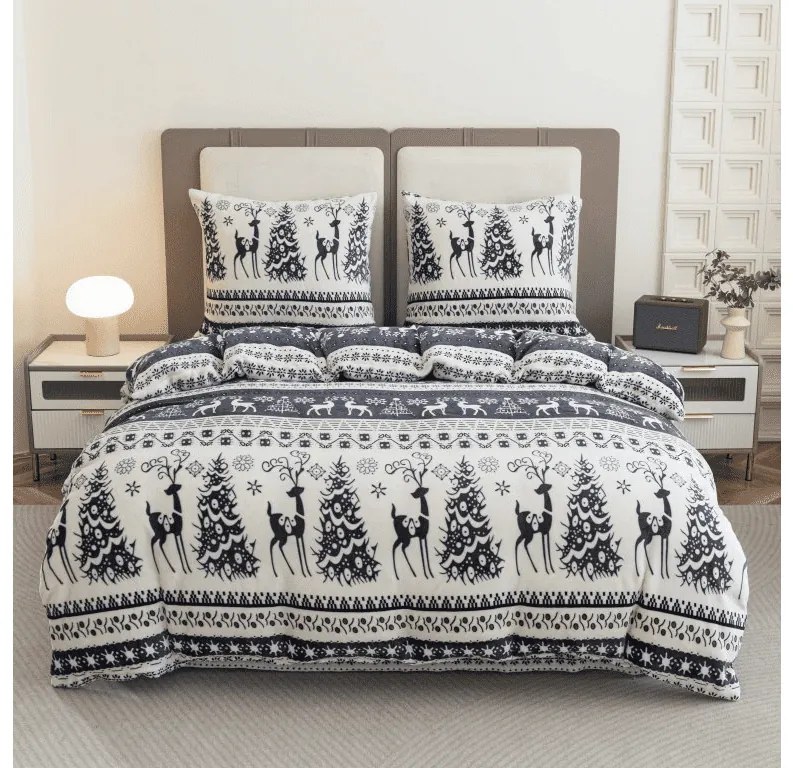 Lenjerie cocolino WINTER DEER gri Dimensiune lenjerie de pat: 70 x 90 cm | 140 x 200 cm