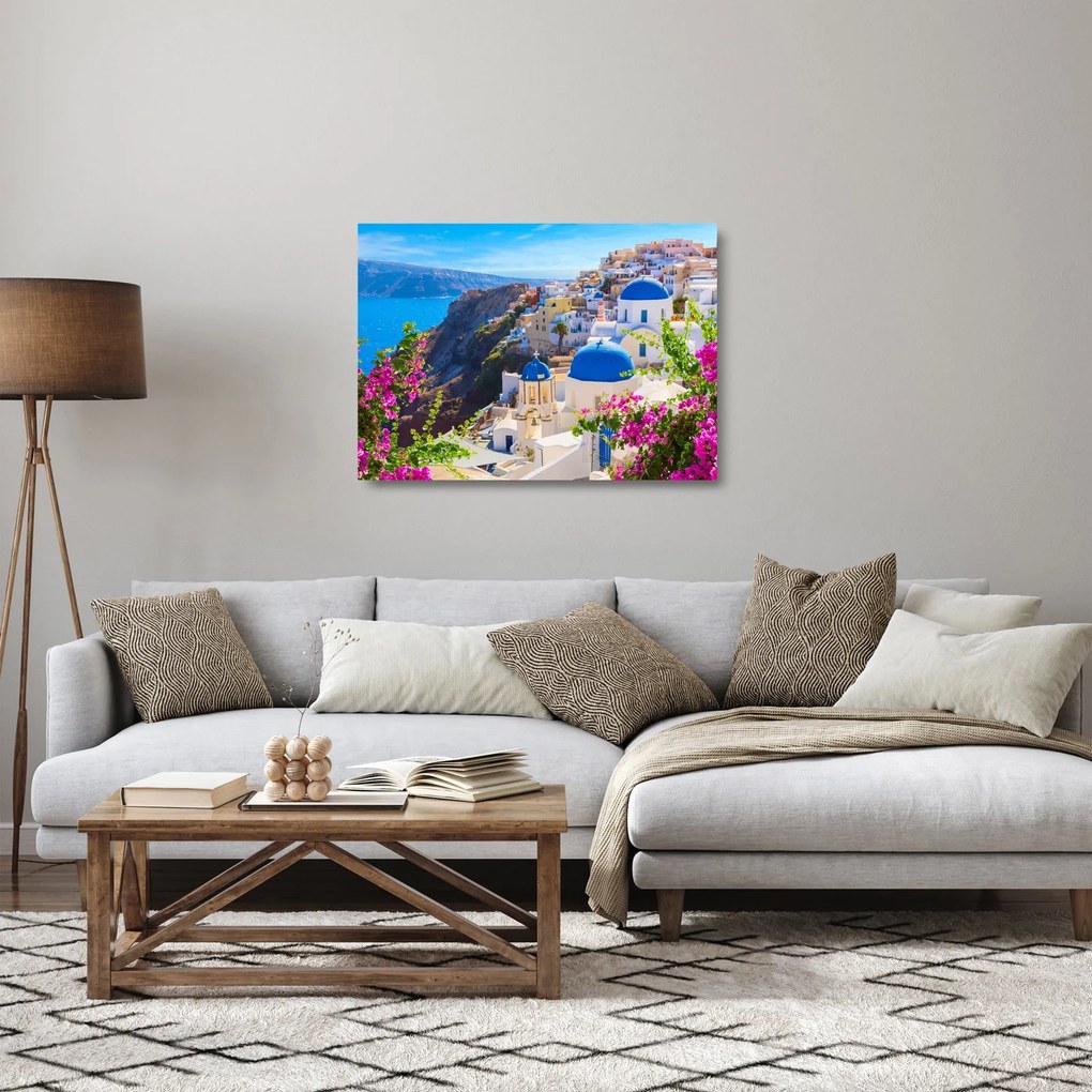 Tablou pe sticlă - Santorini, Grecia (70x50 cm)