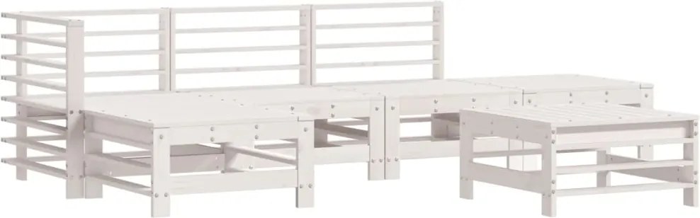 vidaXL Set mobilier de grădină, 6 piese, alb, lemn masiv pin