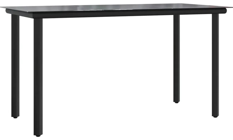 Set mobilier de gradina, 9 piese, negru, otel si textilena