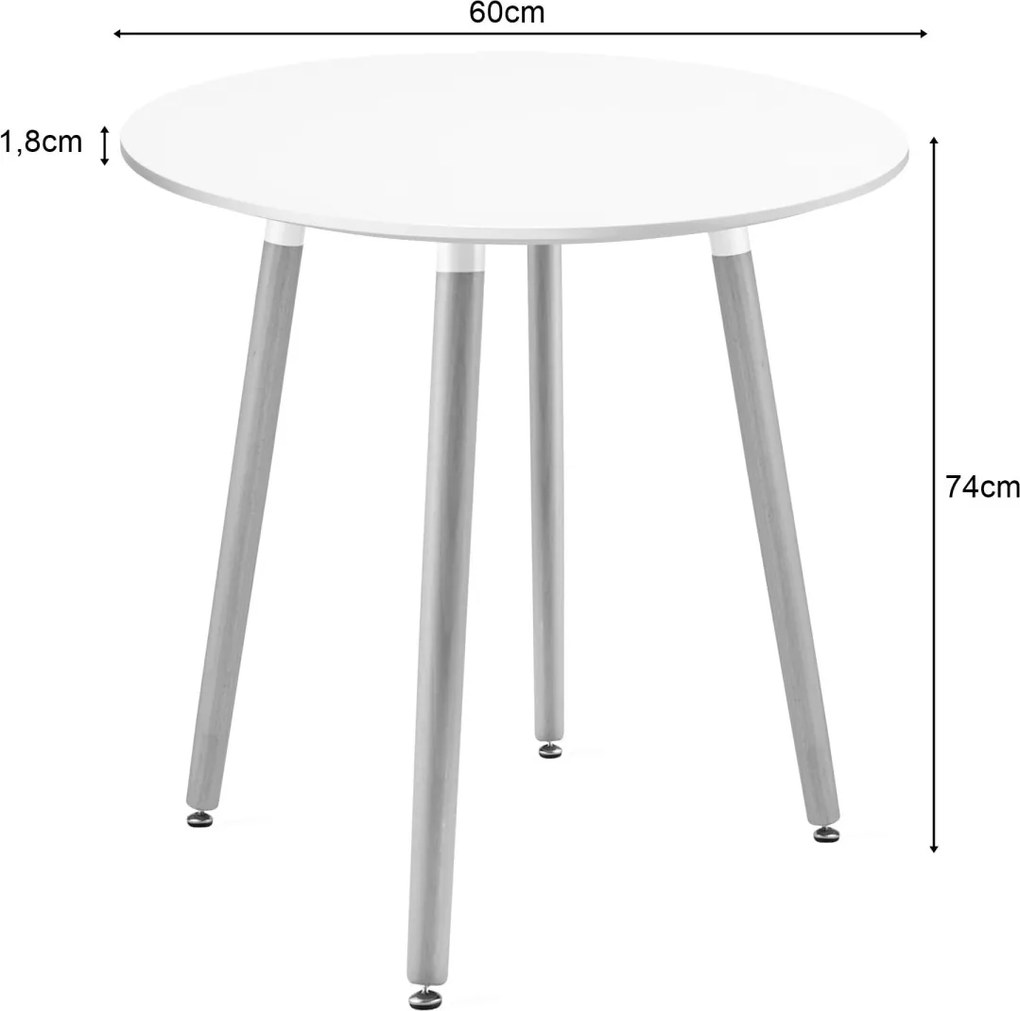 OFERTA Masa rotunda alba de dining KAMI 60x60 cm Calitate a II-a