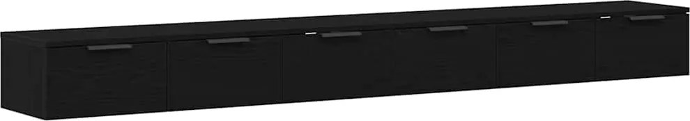 vidaXL Cabinet suspendat cu sertar 2 pcs Stejar Negru 102 x 30 x 20 cm