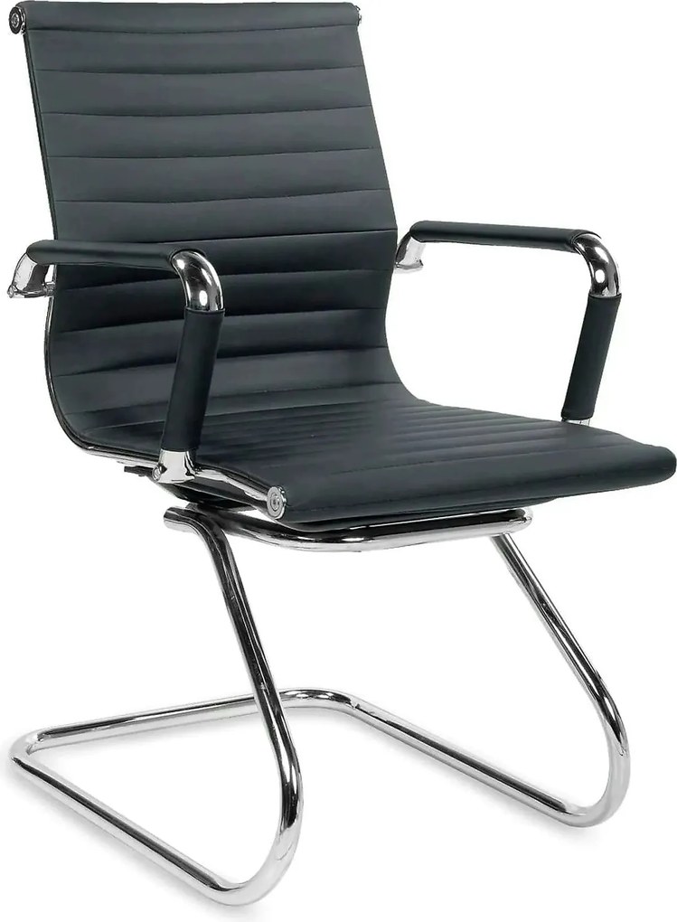 Scaun de birou PRESTIGE, negru, piele ecologica/otel, 61x55x88 cm