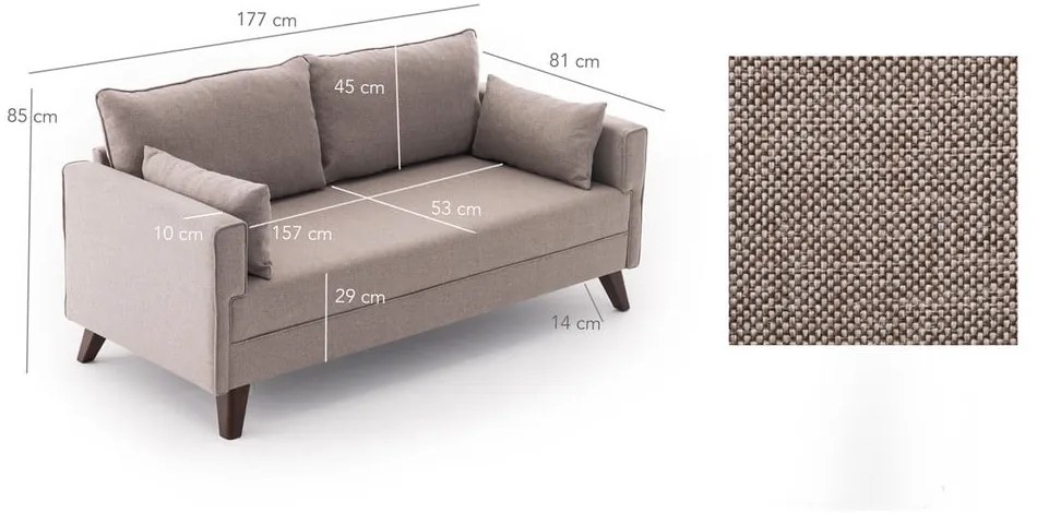 Canapea bej 177 cm Bella – Balcab Home