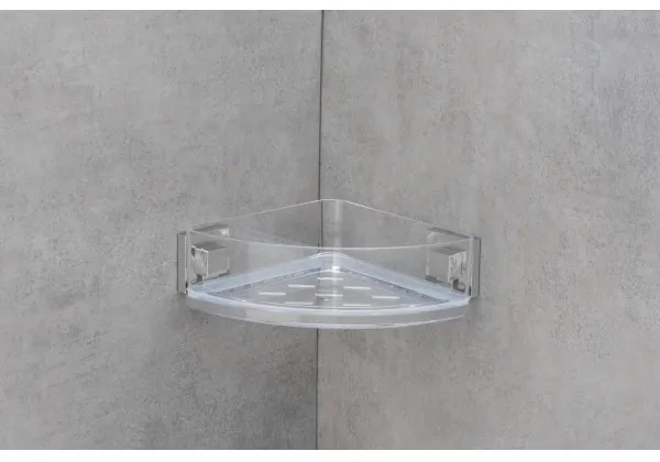 WENKO 22686100 - Poliță de colț VACUUM-LOC QUADRO ED 28 x 19,5 cm argintie/transparentă