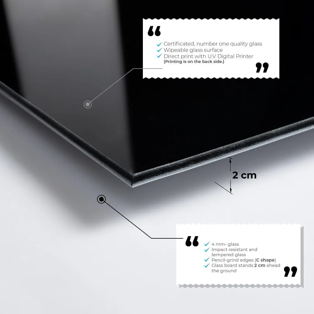 Tablou din sticlă 70x50 cm Dark Marble – Wallity