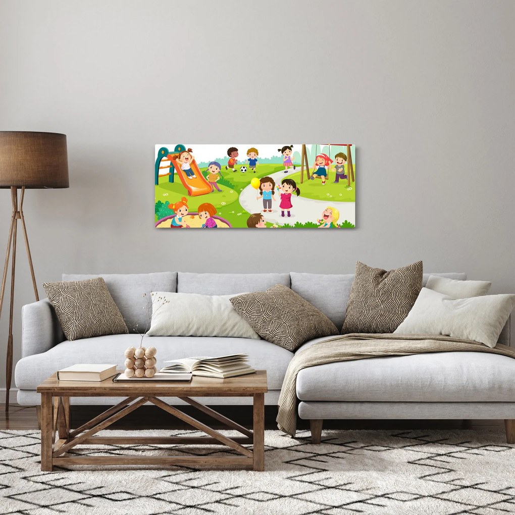 Tablou cu bucuriile copiilor în nisip (120x50 cm)