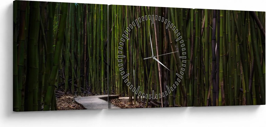 Tablou - Între bambus (cu ceas) (90x30 cm)