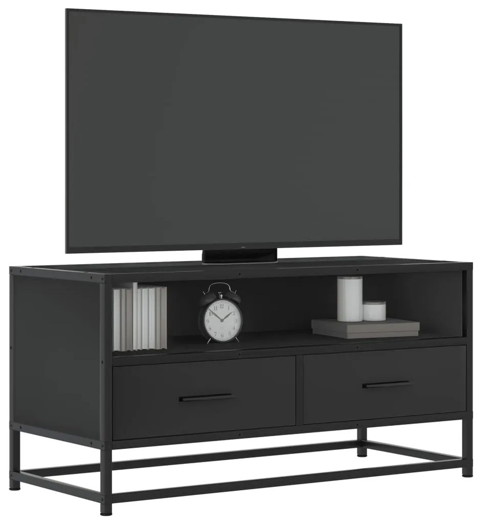 vidaXL Dulap TV, negru, 80x34,5x40 cm, lemn prelucrat și metal