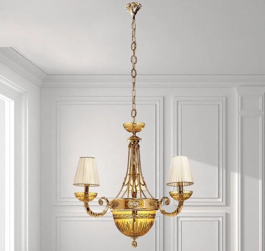 Candelabru cu 3 brate clasic LUX realizat manual Amber