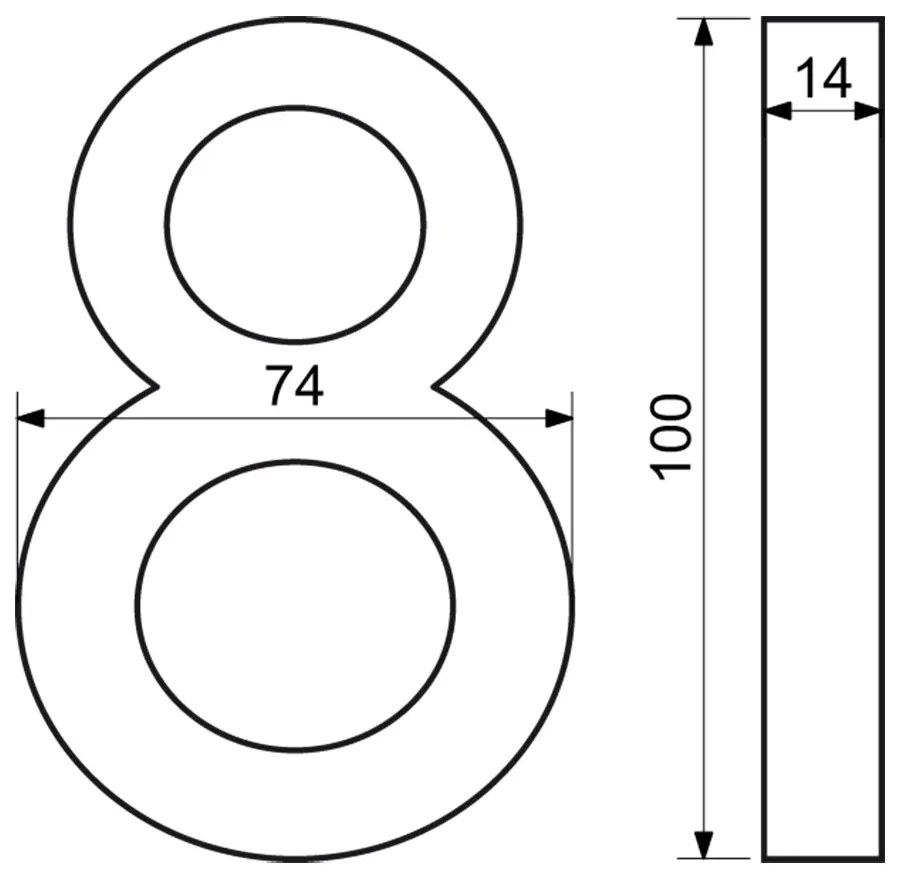 Număr casă 8", RN.100LV, structurat, antracit"