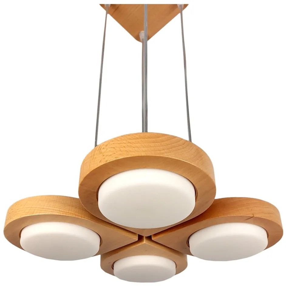 Lustra LED rustica fabricata manual din lemn LENS
