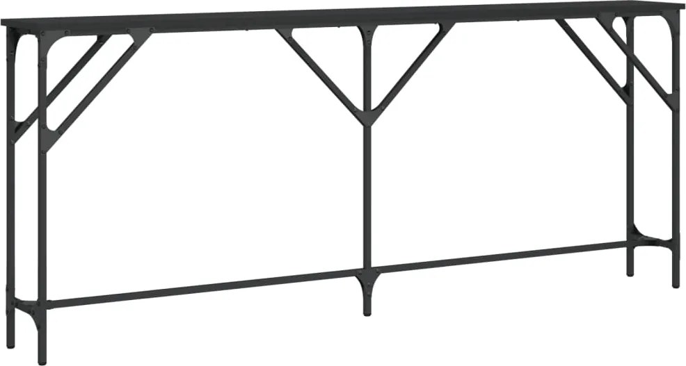 vidaXL Măsuță consolă, negru, 180x23x75 cm, lemn compozit
