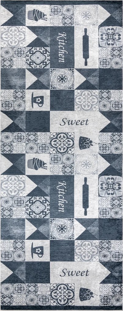 ANDRE 44211 covor lavabil gresii de Lisbona, bucatarie, anti-alunecare - gri / argintiu