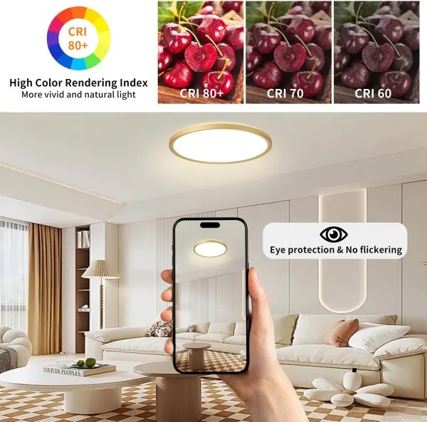 Brilagi - Lampă LED ULTRA SLIM pentru baie, 24W/230V, Ø 42 cm, auriu, IP54