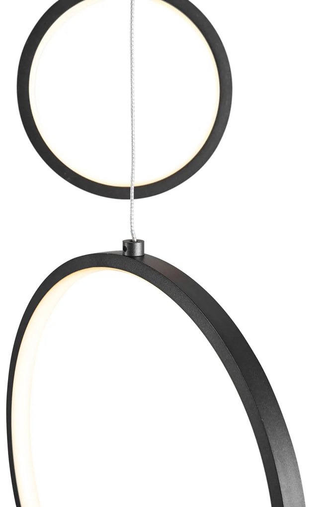 Lampă suspendată de designer neagră cu 9 lumini, incl. LED, reglabilă în 3 trepte - Vide Anella