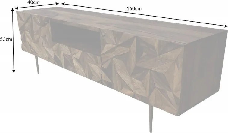 Comoda TV design industrial Stone Finish 160cm Sheesham