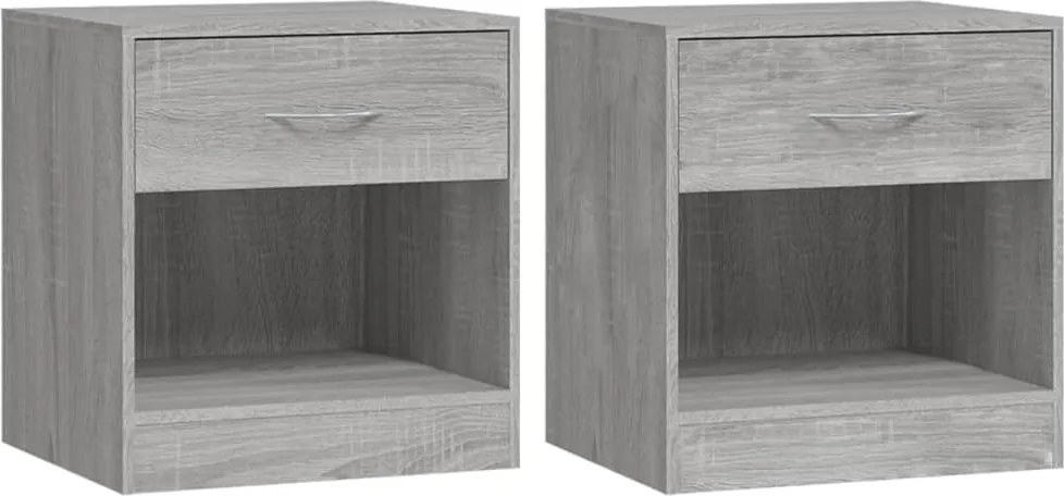 vidaXL Noptiere cu sertar, 2 buc., gri sonoma