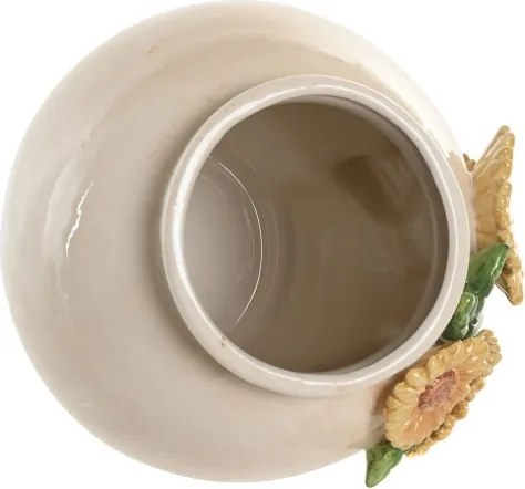 Vază decorativă din ceramică cu motiv floarea-soarelui, 26×26×24 cm, „Girasol"