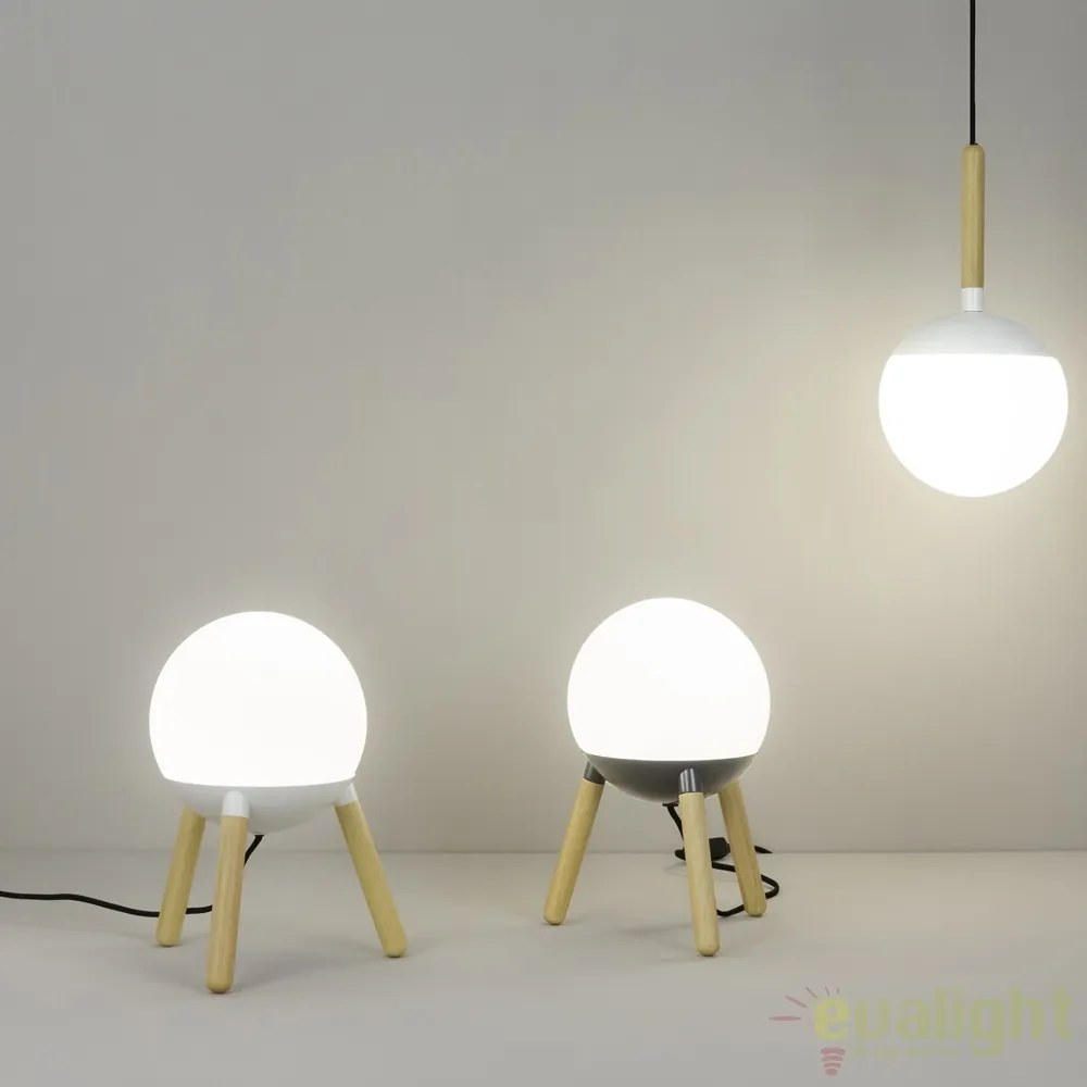 Lampa de masa / Veioza design modern minimalist natur / alb / opal Mine White 28378