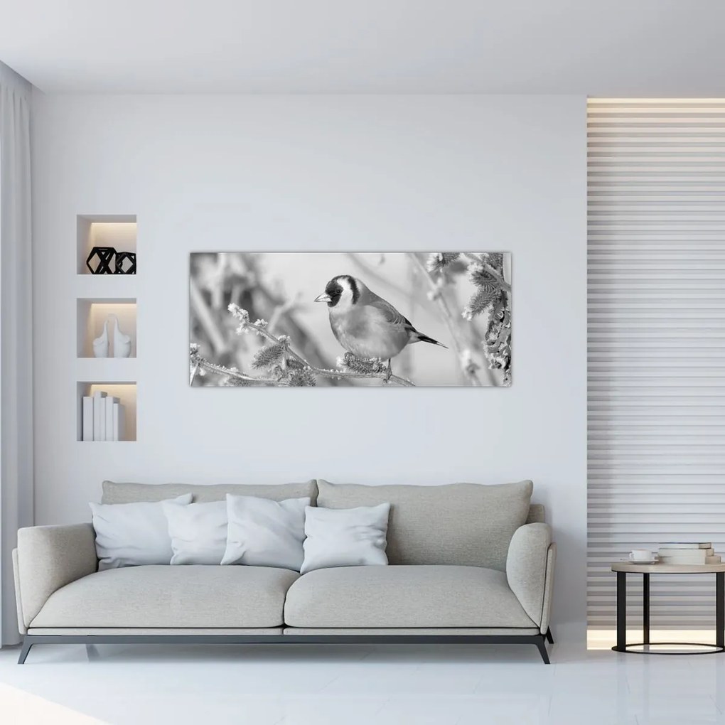 Tablou - O pasăre în timpul iernii (120x50 cm)