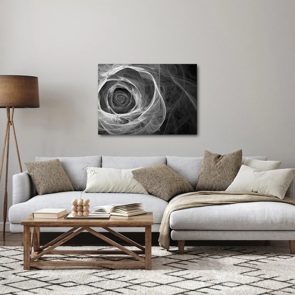 Tablou - Abstract trandafir negru și alb (70x50 cm)