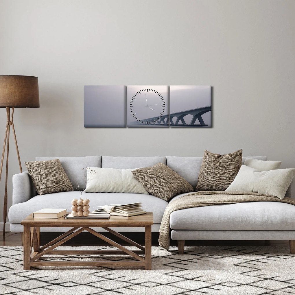 Tablou - Podul în ceață (cu ceas) (90x30 cm)
