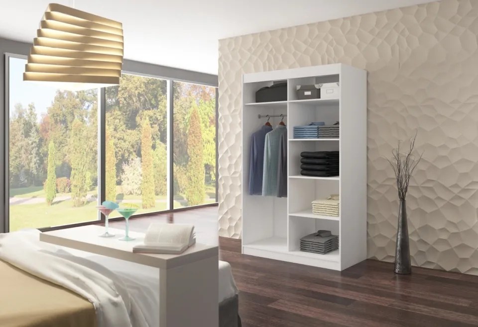 Dulap NICEA ADRK | Uși Glisante cu Oglindă | PAL Laminat 16 mm | 120x58x200 cm (Culoare: Ciocolata)