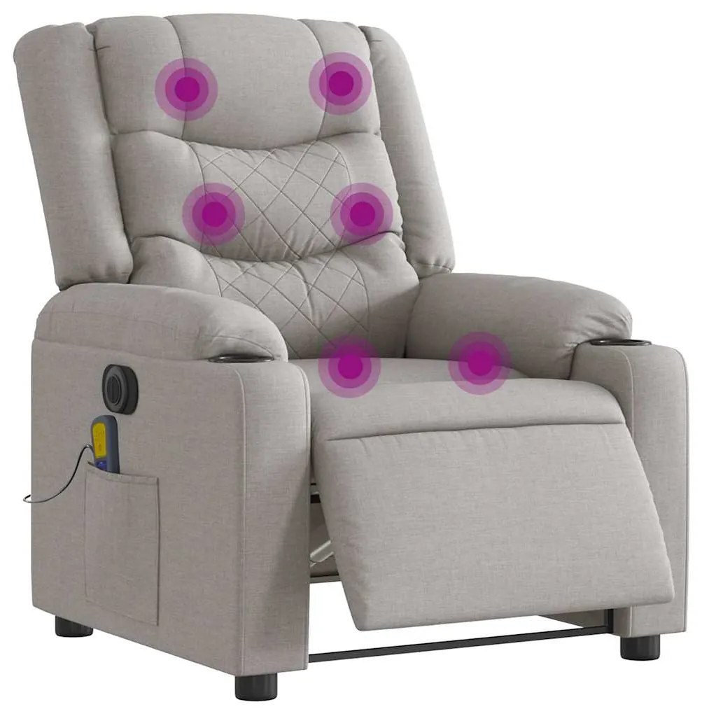 vidaXL Scaun reclinabil electric pentru masaj Cloud Grey Fabric