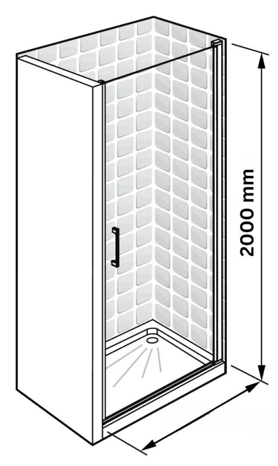 Usa batanta de dus in nisa, 800 mm, negru mat, Ronal Divera 800 mm, Negru mat