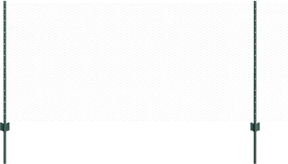 vidaXL Gard cu Stâlp Verde 1 x 50 m Oțel și PVC