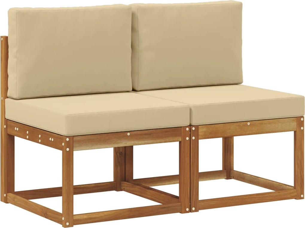 vidaXL 2 Bucată Canapea Medie pentru Exterior Lemn Solid de Acacia