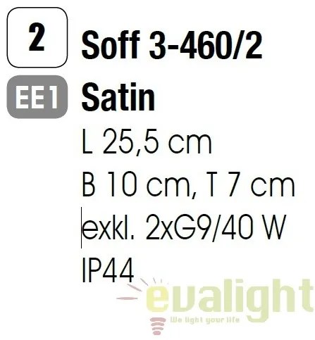 Aplica de perete pentru baie IP44 Tea Soff 3-460/2 satin OR