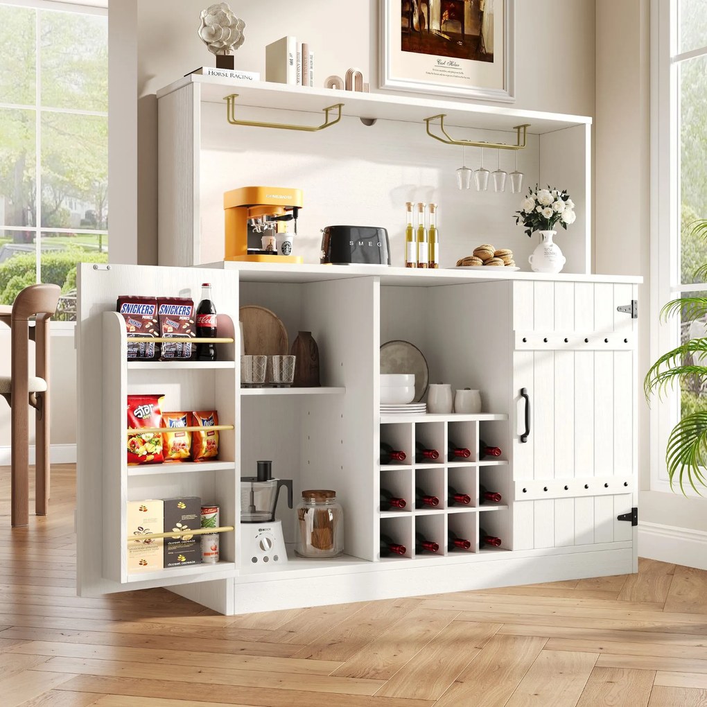 Bufet modern cu suport pentru pahare de vin, Alb | Aosom Romania