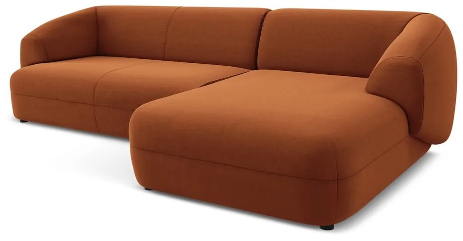 Colțar portocaliu cu tapițerie din catifea (cu colț pe partea dreaptă) Moana – Makamii