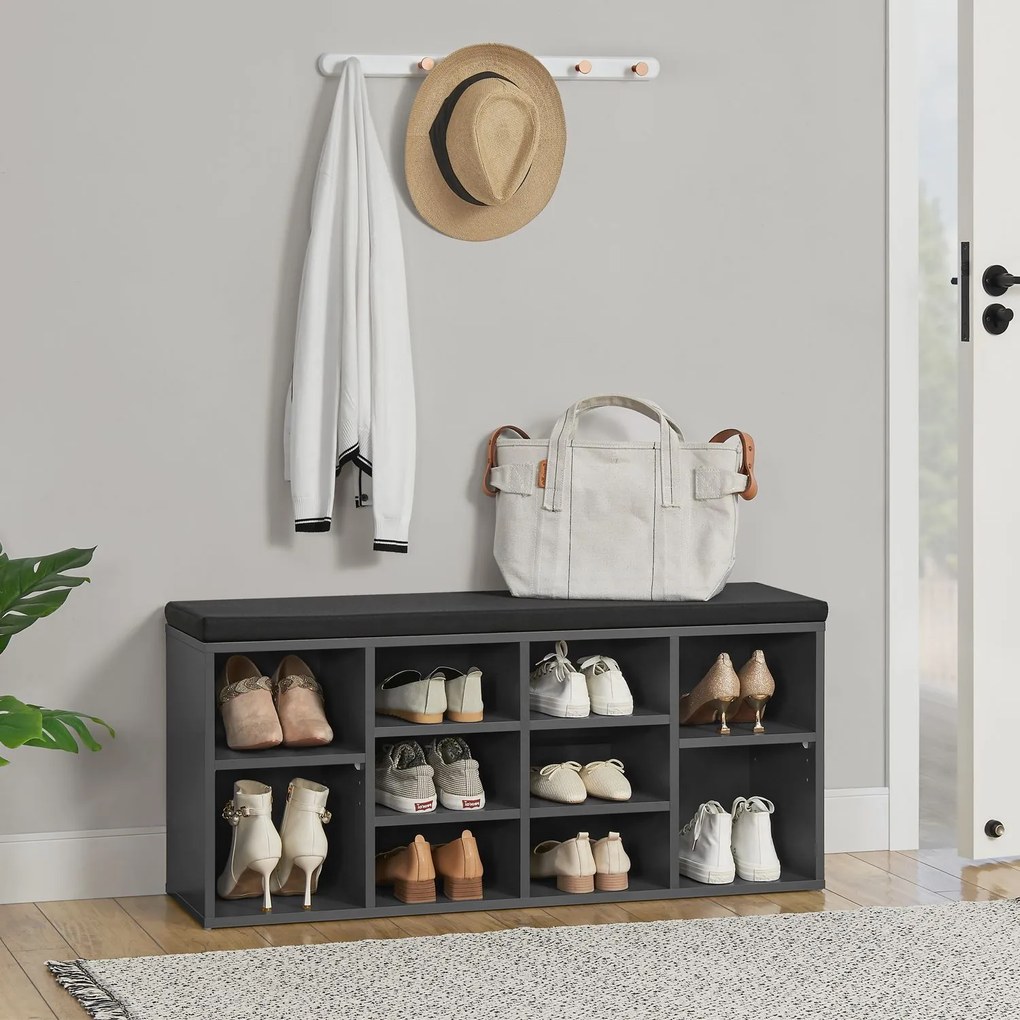 Suport pantofi cu căptușeală 104 x 30 x 48 cm gri închis