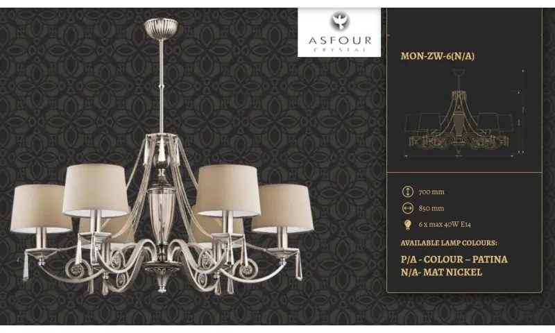 Candelabru 6 brate design clasic cristal Asfour Monza