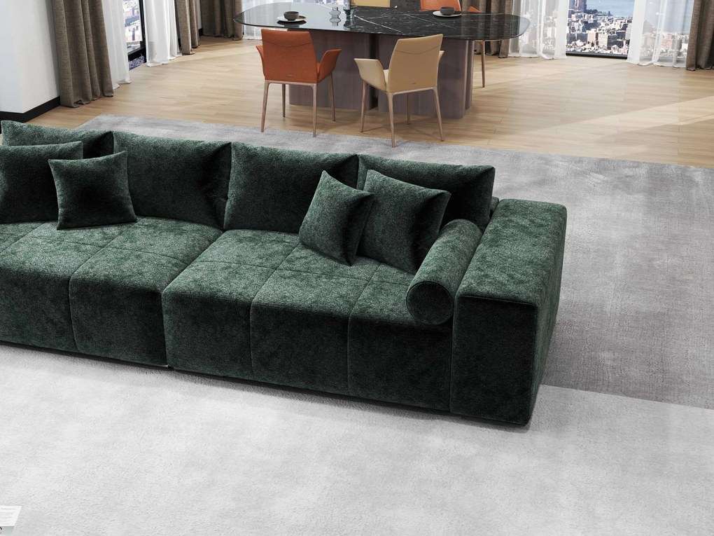 Canapea extensibilă dumonde cu ladă de depozitare si sezut confortabil din spuma high-density, Marbela Euphoria Green XXL 295x100 cm