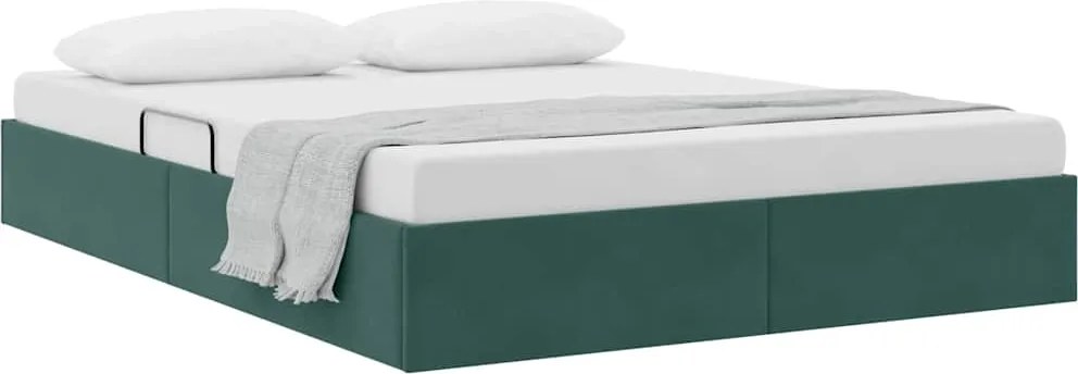 vidaXL Pat cu storage cu headboard Verde închis 140 x 200 cm Catifea