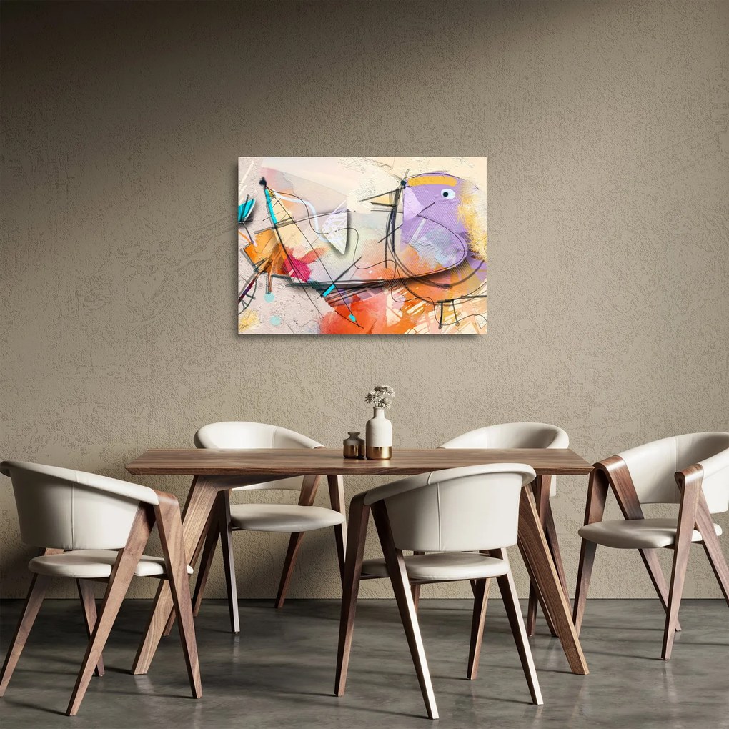 Tablou pe sticlă - Abstract, pasăre (70x50 cm)
