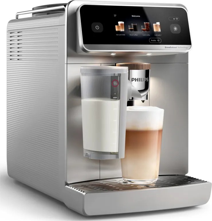 Espressor automat Philips Café Aromis 8000 EP8757/20, 1500 W, 15 bar, 1,5 l, 54 de bauturi, LatteGo Pro, SilentBrew, BrewExtract, Quiet Mark, Ecran tactil, HomeID, Gri