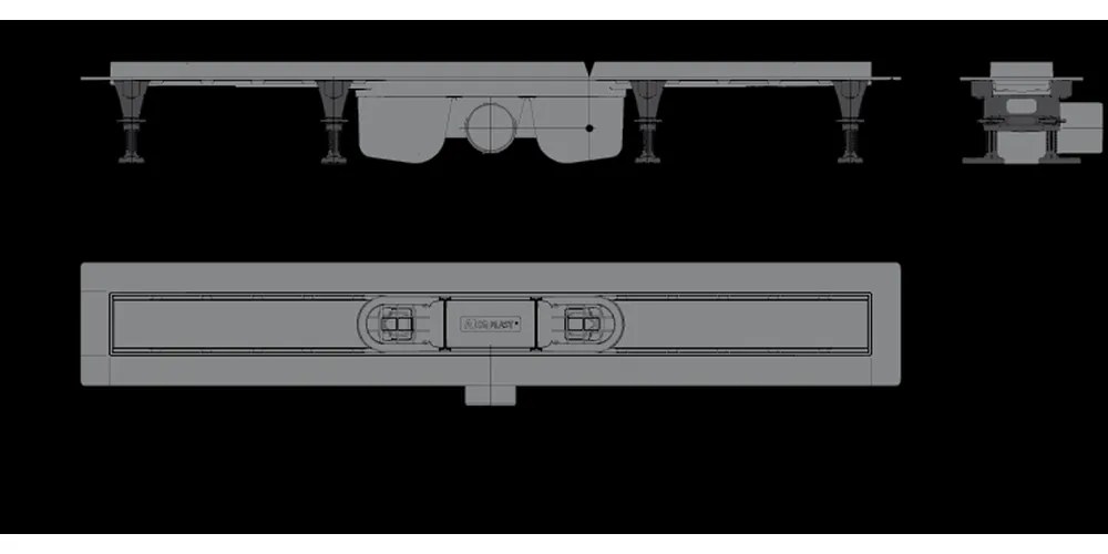 Dus de dus Optimal 105 cm, cu muchie pentru insertia grilajului perforat sau a placilor de faianta 1050 mm