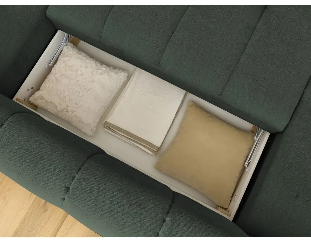 Colțar verde extensibil/cu spațiu de depozitare (cu colț pe partea dreaptă/în formă de "U") Fuji – Bobochic Paris