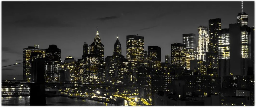 Tablou cu metropolă nocturnă (120x50 cm)