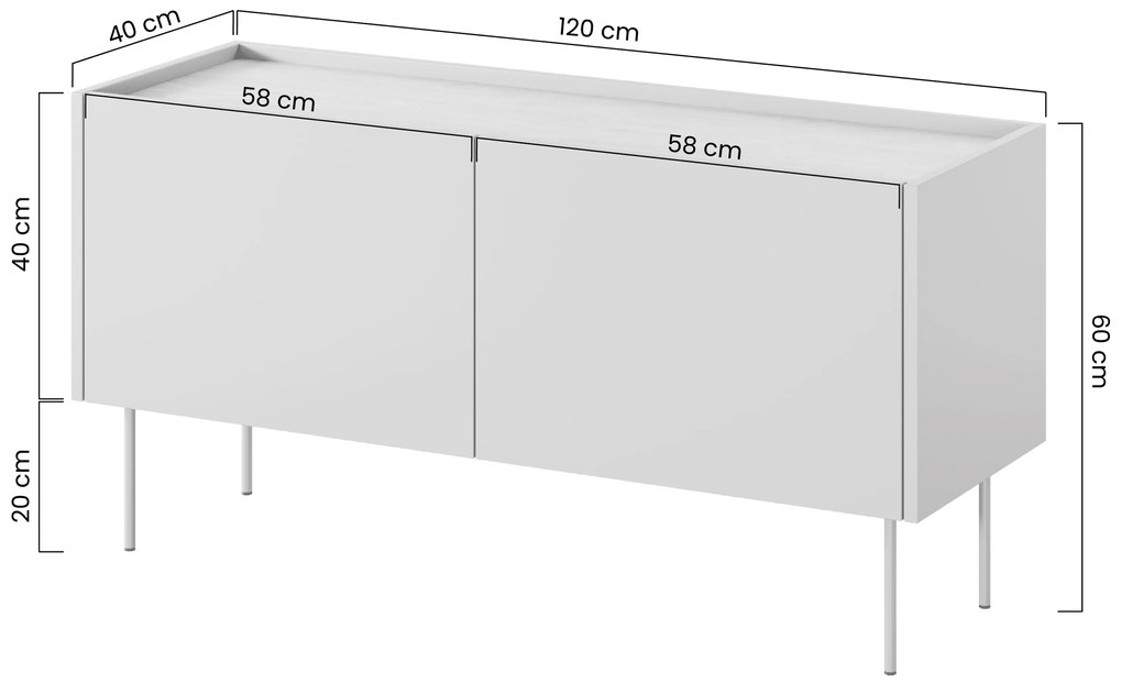 Comodă TV cu doua usi Desin 120 2U - ceramica rosu / stejar Nagano