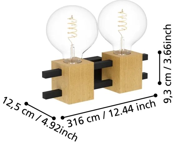 Aplică Eglo 390192 LEVANTARA 2xE27/40W/230V negru/maro