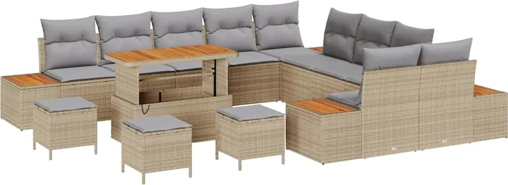 vidaXL Set de canapele pentru grădină 14 pcs Bej poliratan