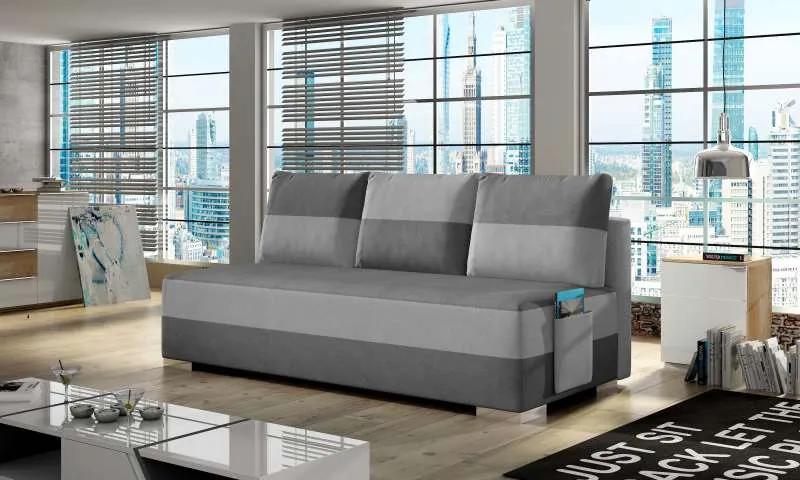 Canapea extensibilă Atila Grey, 73x92x200 cm, spuma/ lemn/ poliester/ plastic, gri