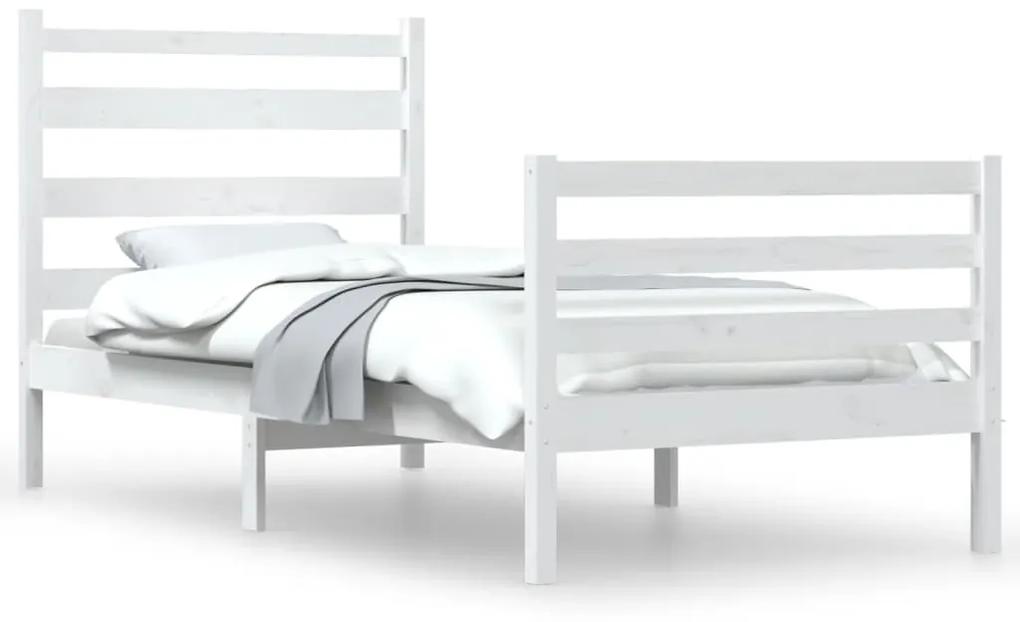 Cadru de pat, 100x200 cm, lemn masiv de pin, alb Alb, 100 x 200 cm