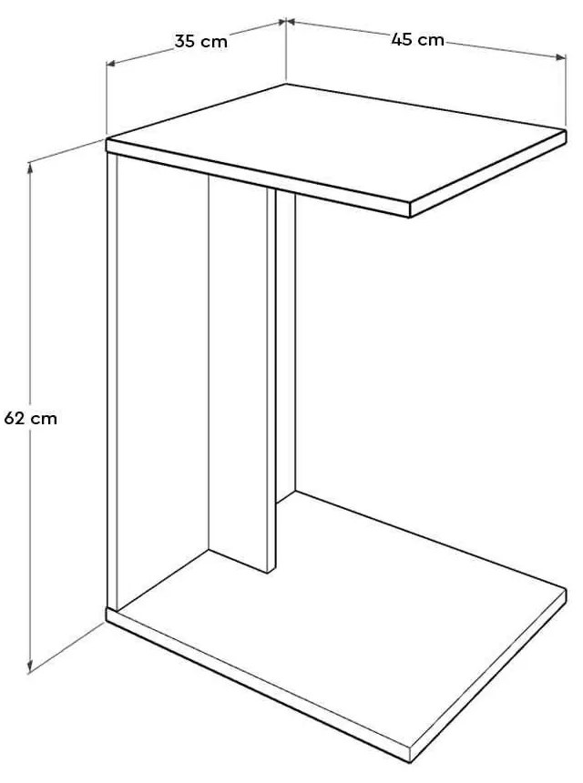 Masuta Cafea Laterala Adore C shape, 35 x 65 x 45 cm